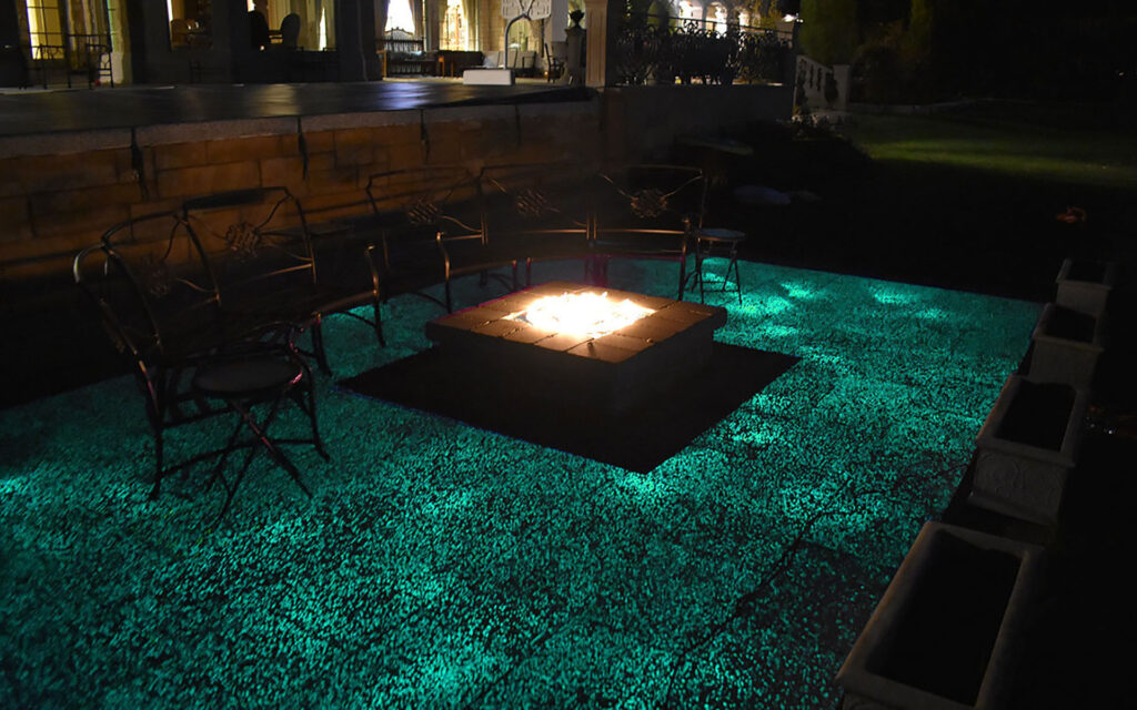 Glow Path Paver patio with a firepit