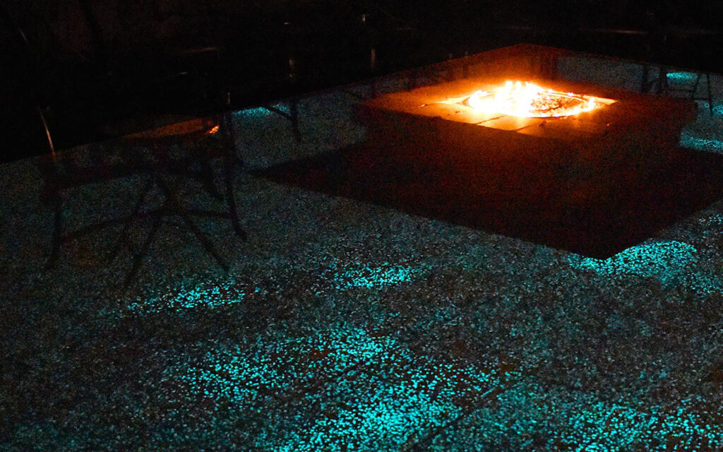 Glow Path Paver patio with a firepit