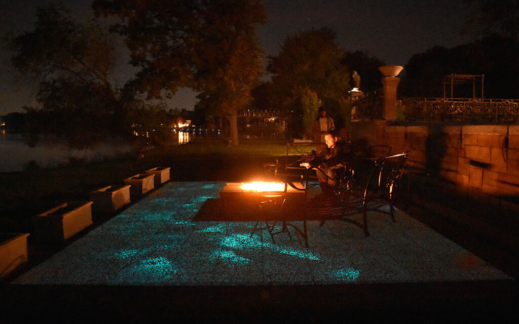 Glow Path patio at night