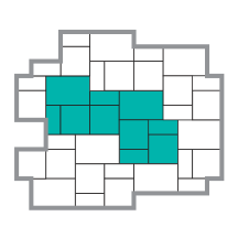 Three paver sizes in medium repeating pattern graphic