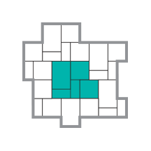 Three paver sizes in small repeating pattern graphic